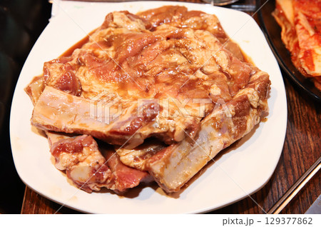 Korean barbecue. marinated beef rib bbq Korean barbecue. marinated beef rib bbq 129377862