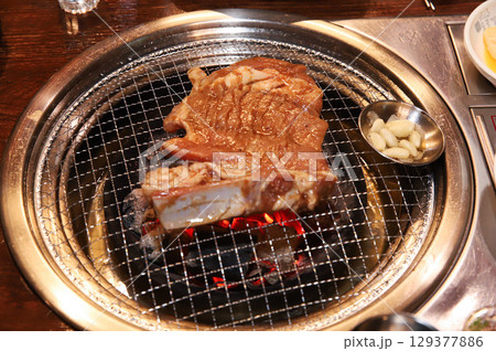 Korean barbecue. marinated beef rib bbq Korean barbecue. marinated beef rib bbq 129377886
