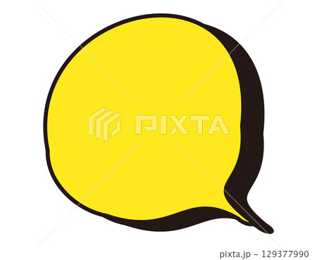 手書き風吹き出し影アメコミ　黄　いびつ　3 129377990