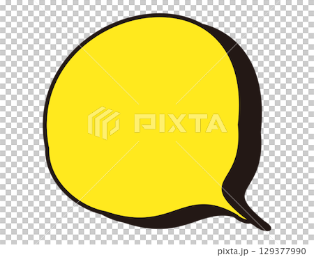 手書き風吹き出し影アメコミ　黄　いびつ　3 129377990