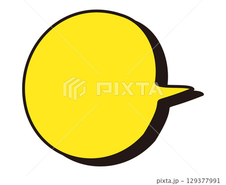 手書き風吹き出し影アメコミ　黄　いびつ　4 129377991