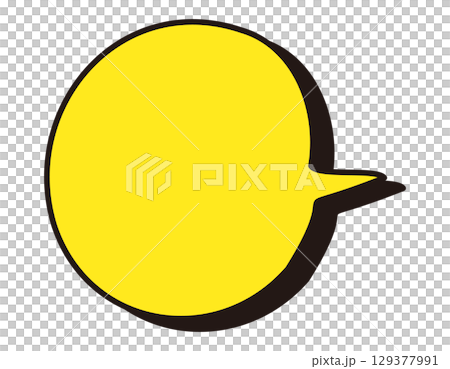 手書き風吹き出し影アメコミ　黄　いびつ　4 129377991