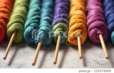カラフルな毛糸 129378006