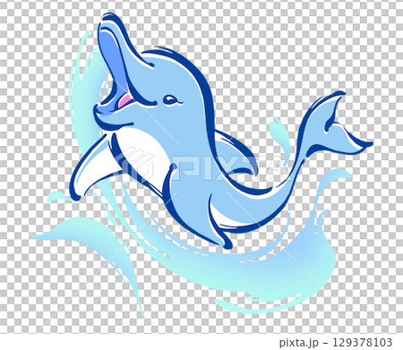 爽やかな波とイルカ 129378103