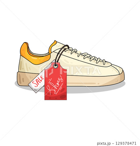 illustration of shoe with price tag illustration of shoe with price tag 129378471