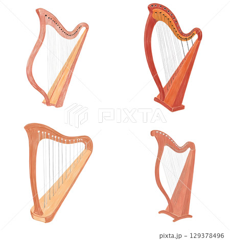 シンプルなハープのイラスト 129378496
