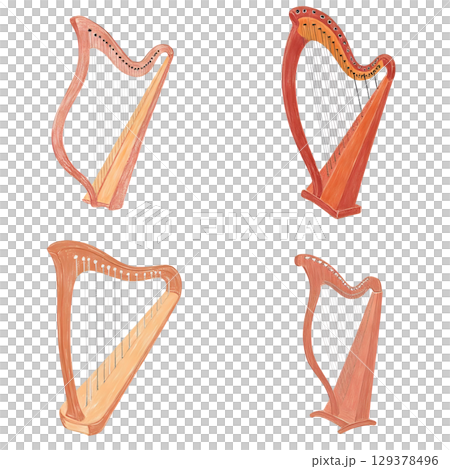 シンプルなハープのイラスト 129378496