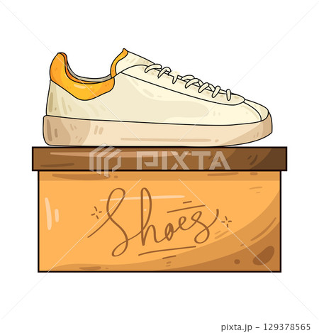 illustration of shoes on box illustration of shoes on box 129378565