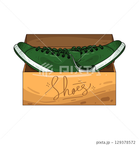 illustration of shoes in box illustration of shoes in box 129378572