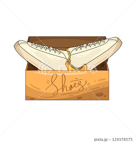 illustration of shoes in box illustration of shoes in box 129378575
