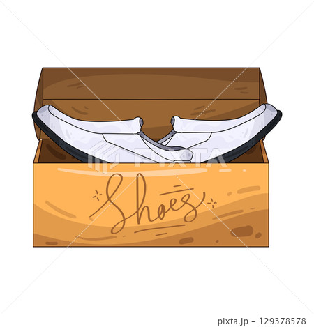 illustration of shoes in box 129378578