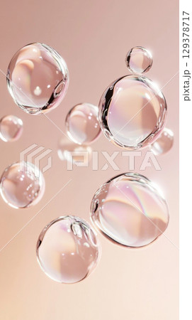 Soap bubbles floating on soft gradient background 129378717