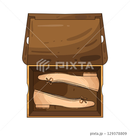 illustration of shoe in box 129378809