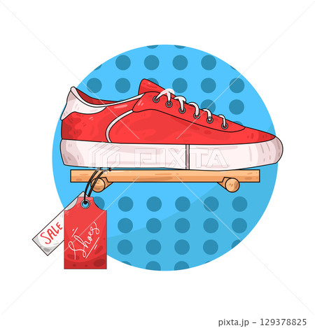 illustration of shoe with price tag illustration of shoe with price tag 129378825
