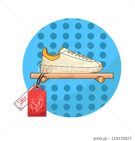 illustration of shoe with price tag illustration of shoe with price tag 129378827