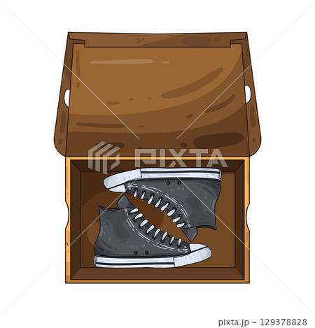 illustration of shoe in box 129378828