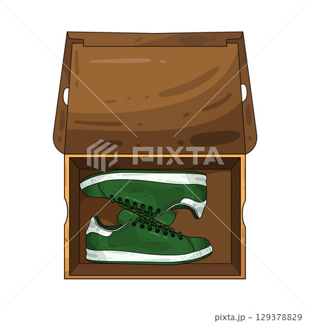 illustration of shoe in box 129378829