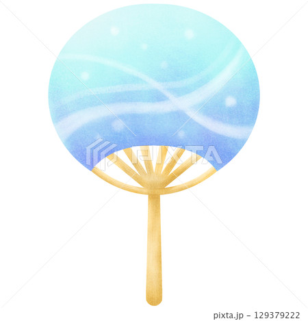 涼しげな模様の団扇のイラスト 129379222