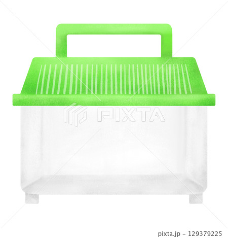 緑色の透明な虫とりカゴのイラスト 129379225