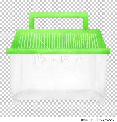 緑色の透明な虫とりカゴのイラスト 129379225