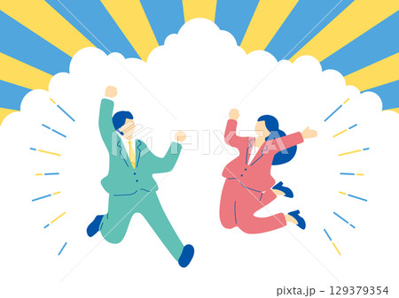 飛び跳ねるビジネスパーソン 飛び跳ねるビジネスパーソン 129379354