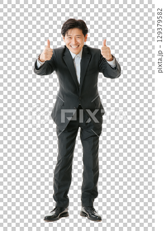 Portrait of a Japanese male business person in a suit (transparent background) | Male, suit, business, transparent background, person 129379582
