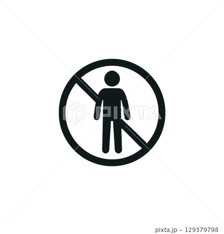 立入禁止の線画アイコン、イラスト、素材、背景なし 129379798