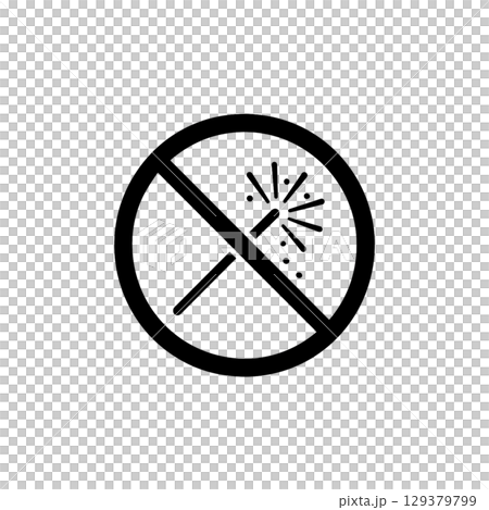 Fireworks prohibited line icon, illustration, material, no background 129379799