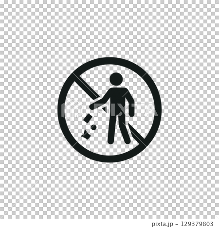 No littering line drawing icon, illustration, material, no background 129379803