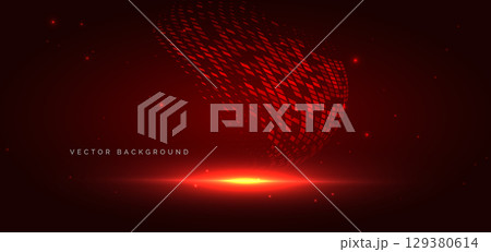 Technology red square pattern lines on dark red background. 129380614