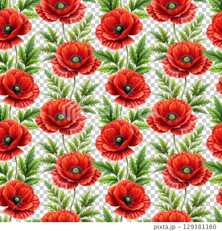 red summer poppies flowers seamless pattern for textile, surface design or scrapbook red summer poppies flowers seamless pattern for textile, surface design or scrapbook 129381160