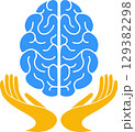 Two human hands are holds human brain Support healthy brain concept 129382298