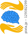Two human hands are holds human brain Support healthy brain concept 129382299