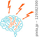 Brain with lightning symbols. Brain stress concept 129382300