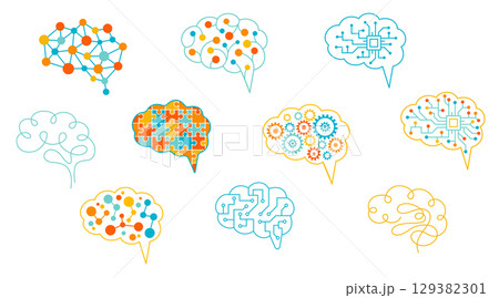 Abstract human brain symbol in flat style Abstract human brain symbol in flat style 129382301