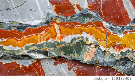 Beautiful red and orange jasper stone texture background showcasing intricate natural patterns 129382408