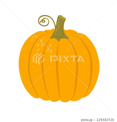 Pumpkin flat icon isolated on white background. Autumn vegetable vector illustration. Vegan food Pumpkin flat icon isolated on white background. Autumn vegetable vector illustration. Vegan food 129382510