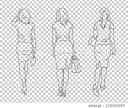 Three women from behind 129382897