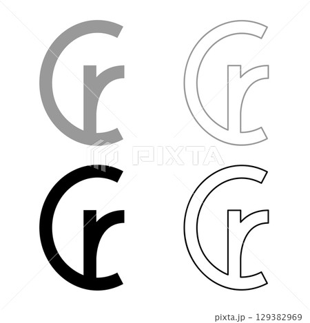 Brazilian Cruzeiro currency symbol sign element of money set icon grey black color vector illustration image solid fill outline contour line thin flat style 129382969