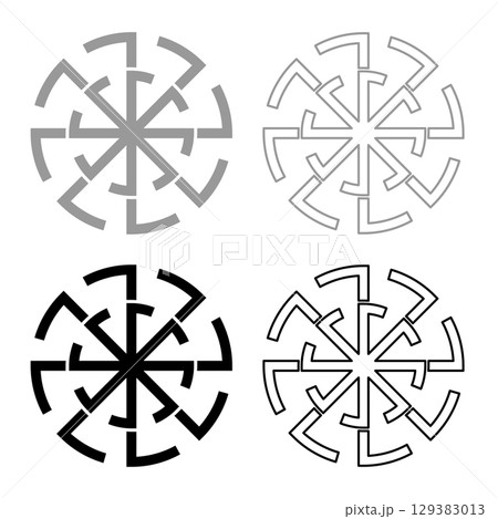 Svetch symbol sign slavic pagan set icon grey black color vector illustration image solid fill outline contour line thin flat style 129383013