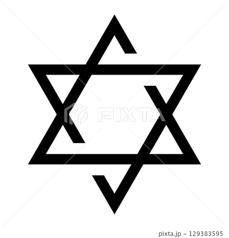 Star of David icon. Judaism sign. Six pointed star. Vector isolated on white background. 129383595