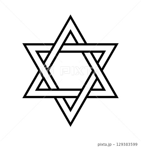 Star of David icon. Judaism sign. Six pointed star. Vector isolated on white background. Star of David icon. Judaism sign. Six pointed star. Vector isolated on white background. 129383599