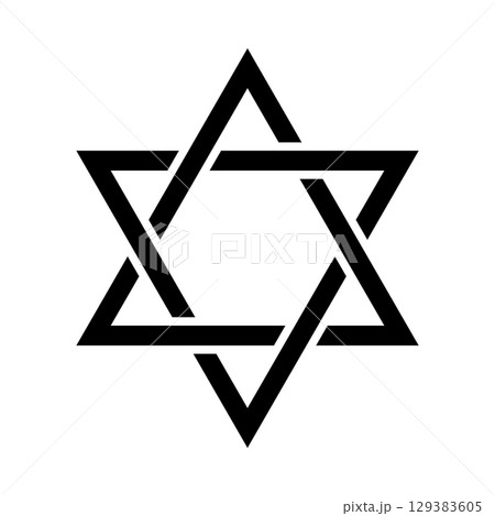 Star of David icon. Judaism sign. Six pointed star. Vector isolated on white background. 129383605