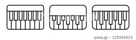 Piano and key line icons. Vector isolated on white background.	 129383623