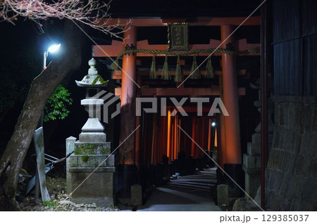 誰もいない深夜の伏見稲荷 誰もいない深夜の伏見稲荷 129385037