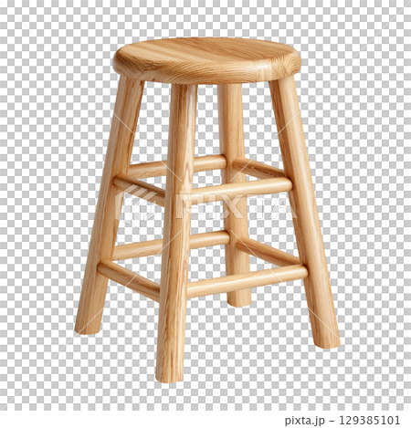 Natural Wooden Stool with Simple Design and Contemporary Style for Any Home or Office Interior 129385101