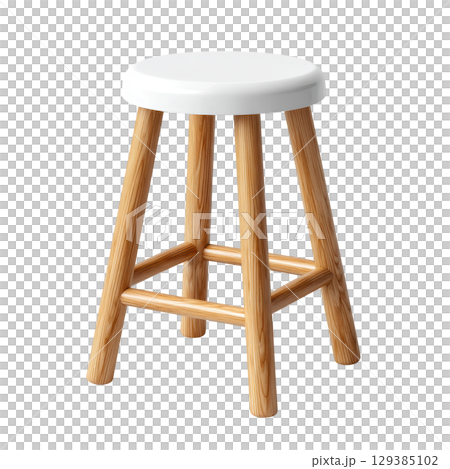 Stylish Wooden Stool with White Round Seat for Modern Interior Design and Contemporary Furniture Ideas 129385102