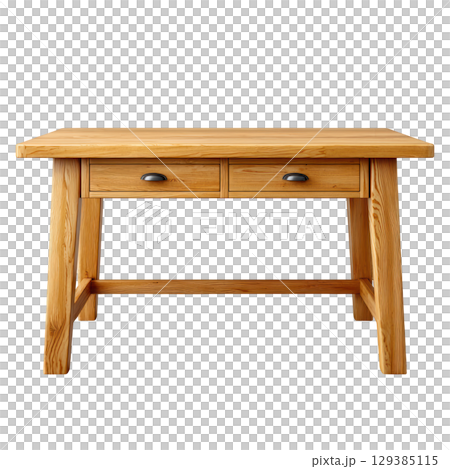 Natural Wooden Desk with Two Drawers Perfect for Home Office and Study Space Usage 129385115