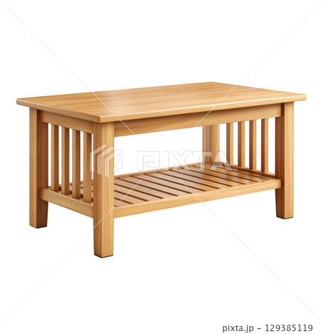 Ultrarealistic Wooden Coffee Table Perfect for Modern Living Spaces and Functional Decor Needs 129385119