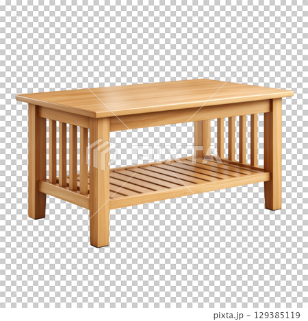 Ultrarealistic Wooden Coffee Table Perfect for Modern Living Spaces and Functional Decor Needs 129385119